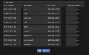 DD-WRT Static Table